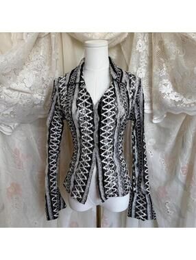 90s sheer button up with ribbon and lace Sz. M